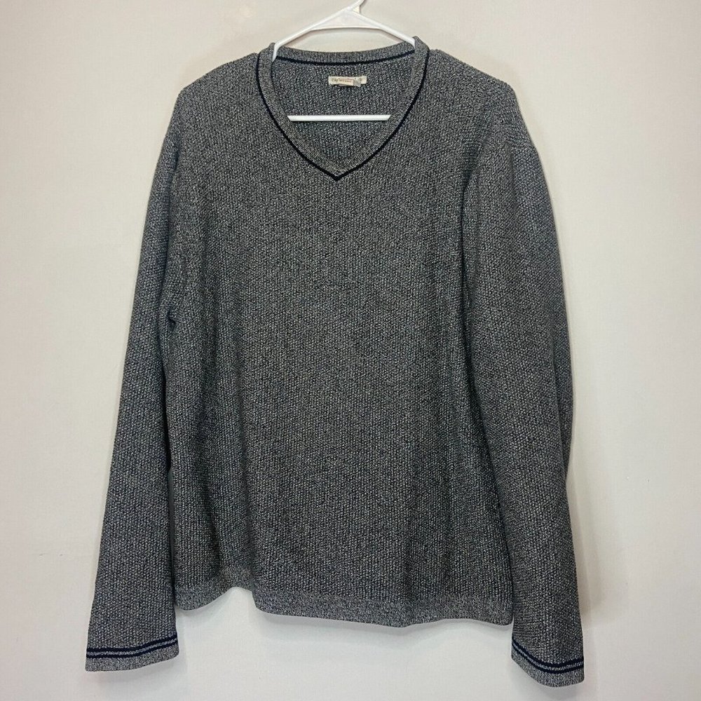 Carbon2Cobalt Men L V Neck Sweater Pullover Long Sleeve Gray Knit Heavy Thick